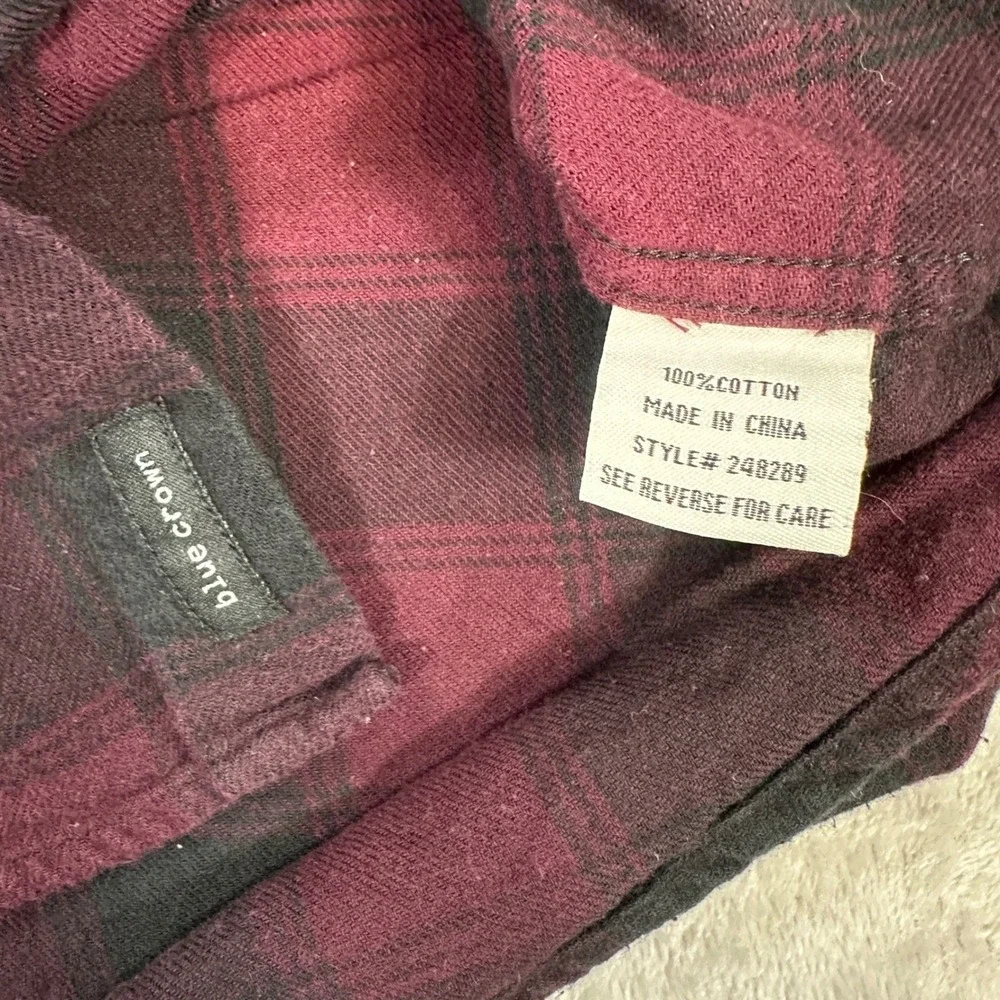 Blue Crown Red Black Plaid Flannel Shirt Long Sleeve Button Up Men's Medium - Picture 5 of 5